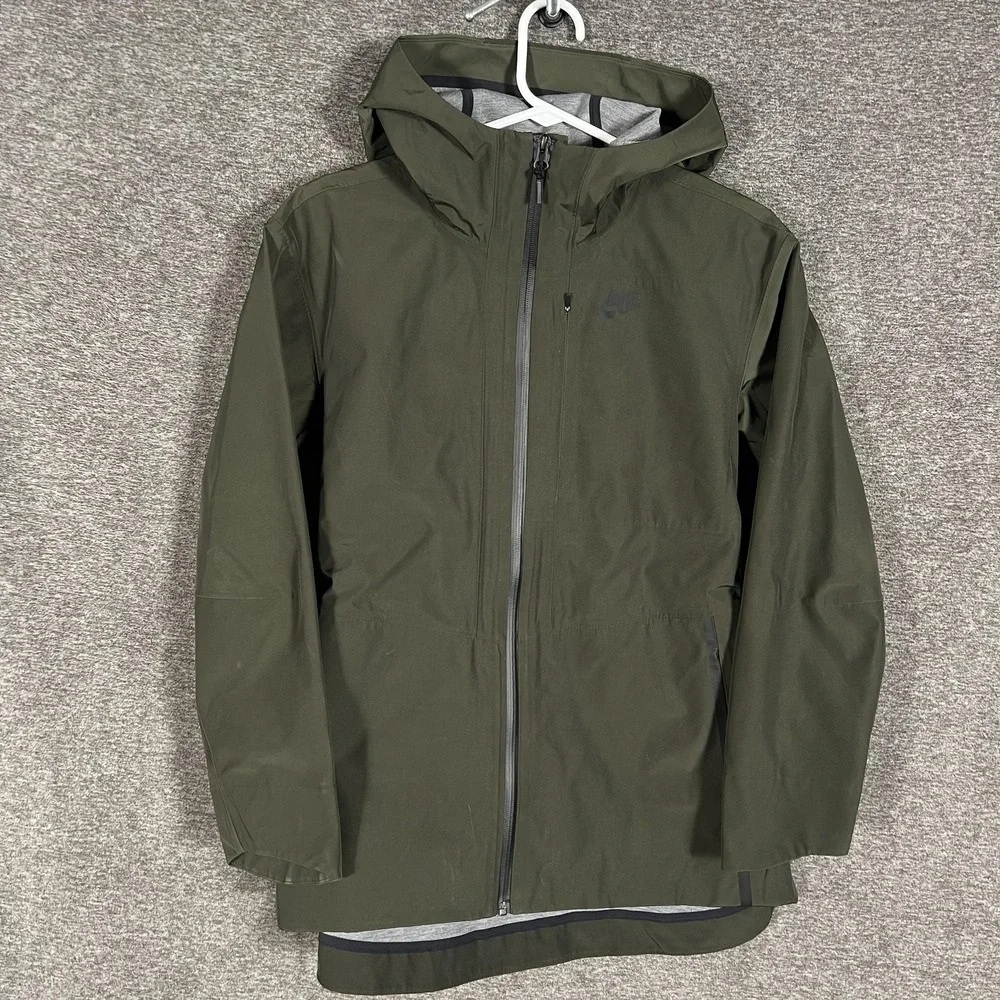 Nike Jacket Womens Small Green Hooded Rain Running Zip‎ Windbreaker 883490-355